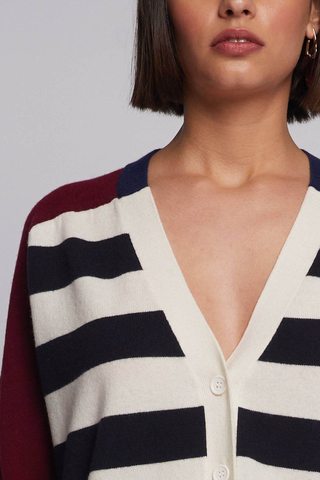 Vilagallo 30476 Alina Bordeaux Stripes Kitted Cardigan – Experience ...