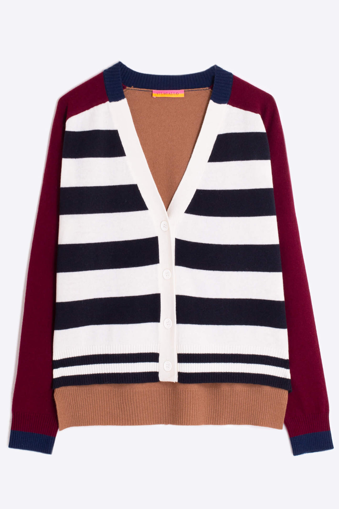 Vilagallo 30476 Alina Bordeaux Stripes Kitted Cardigan – Experience ...