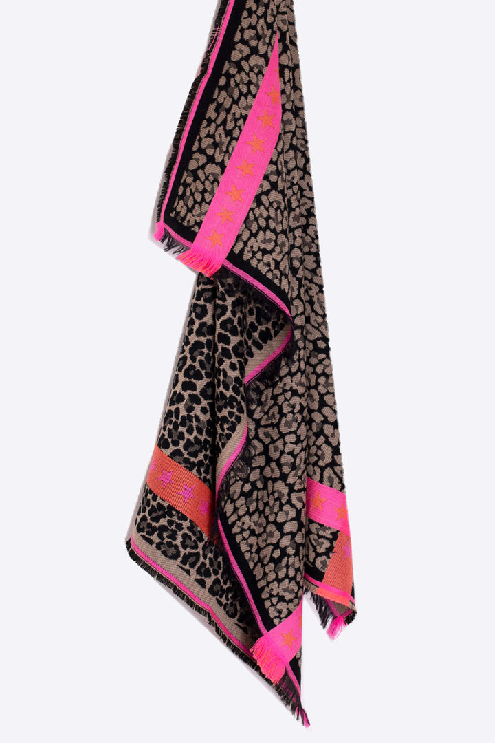 Vilagallo 30656 Neon Stripes Leopard Print Scarf - Experience Boutique