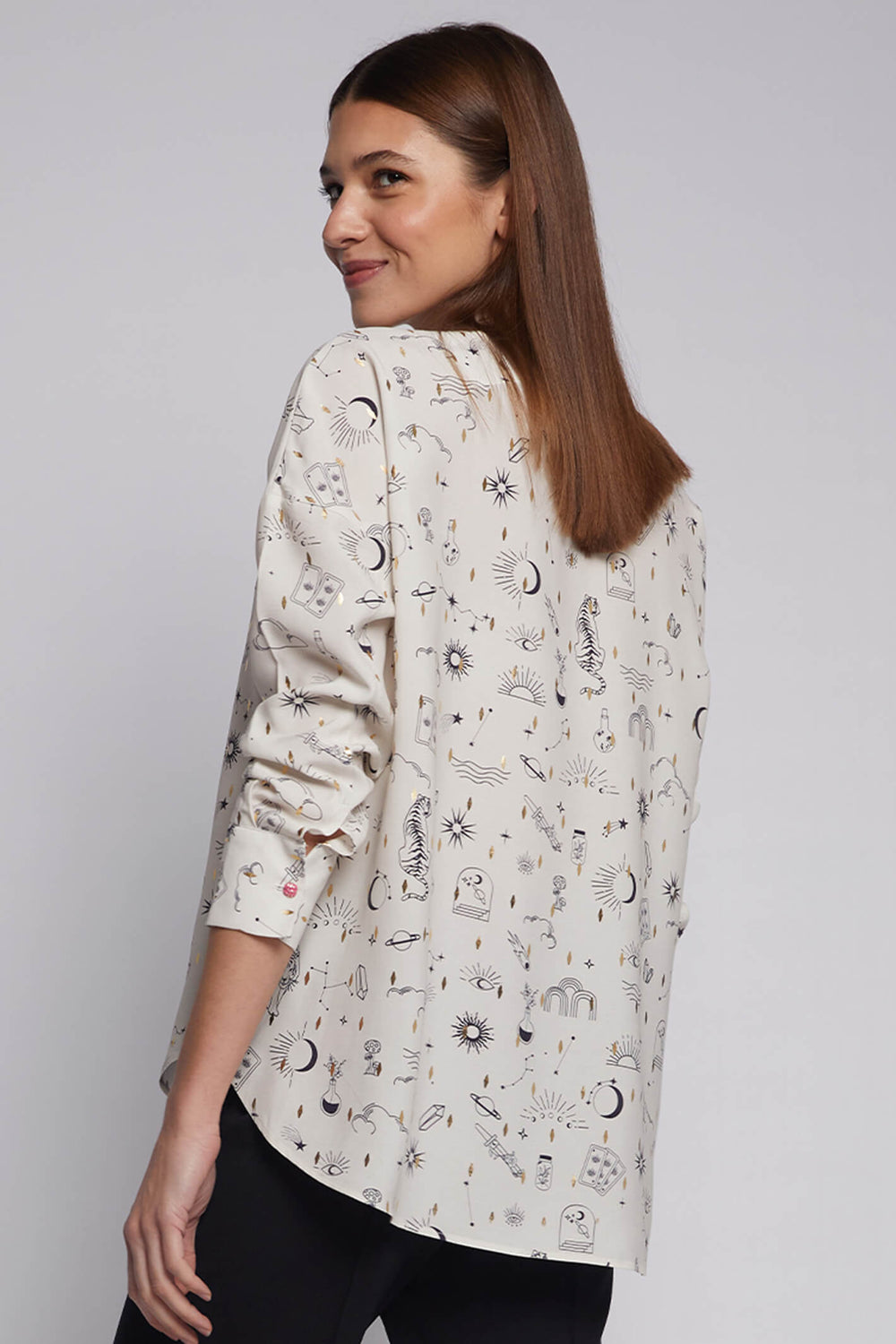 Vilagallo 30700 Telma Gold Foil Galaxy Print Shirt - Experience Boutique