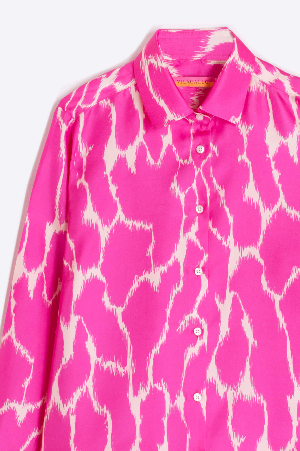 Vilagallo 30808 Pink Animal Print Isabella Pure Silk Shirt - Experience Boutique