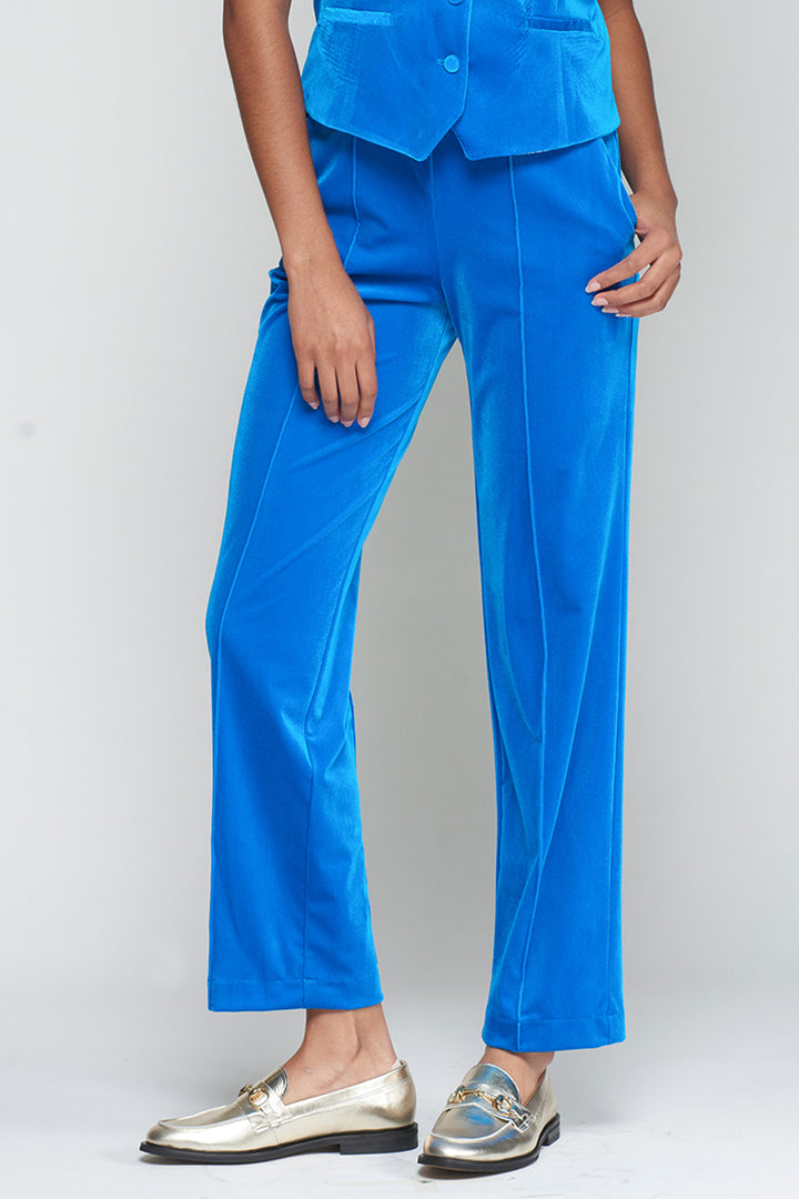 Vilagallo 32872 Lisa Azulon Blue Velvet Pull-On Crop Trousers
