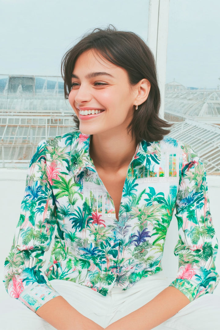 Vilagallo 33264 Blanca White Invernaderos Palmeras Cotton Shirt