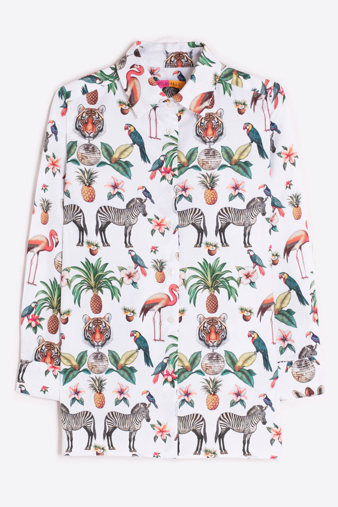 Vilagallo 33377 Tiffany White Jungle Disco Print Shirt