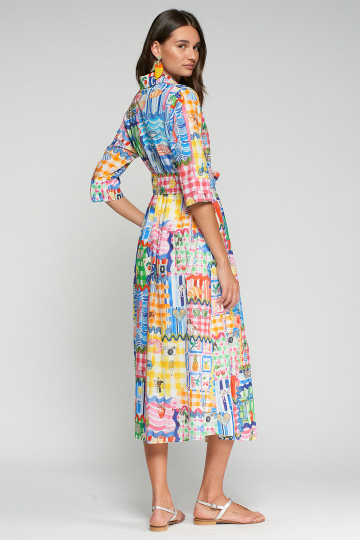 Vilagallo 33440 Brenda Multicolour Capri Print Cotton Shirt Dress