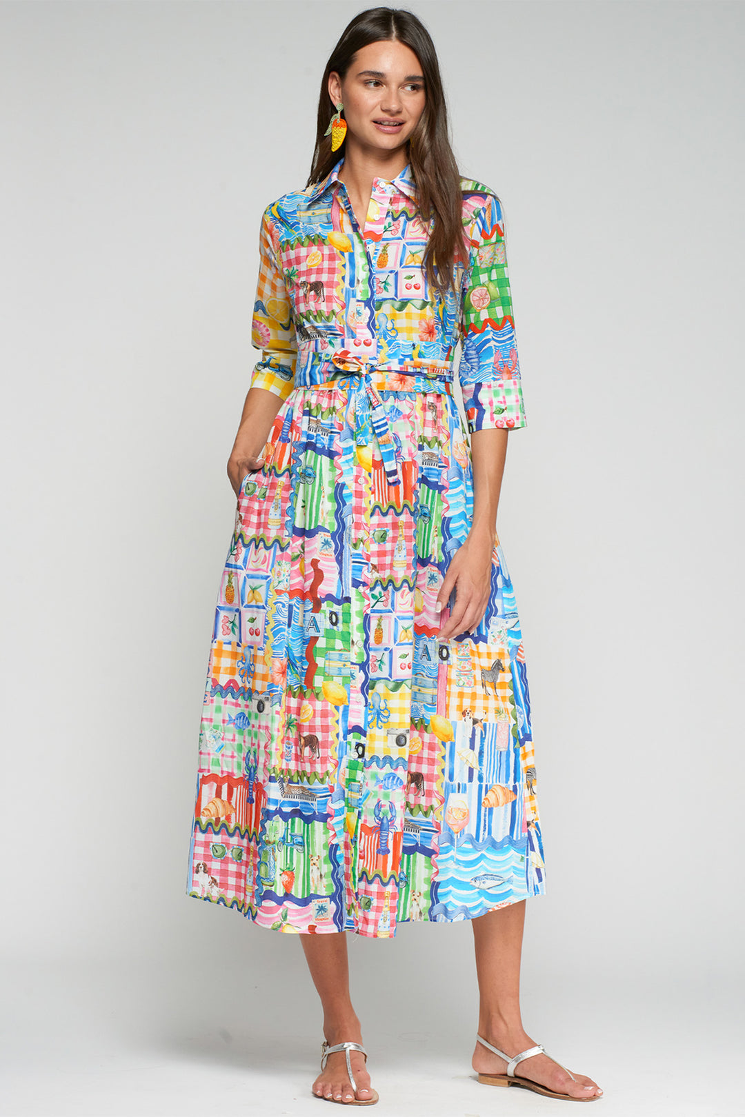 Vilagallo 33440 Brenda Multicolour Capri Print Cotton Shirt Dress