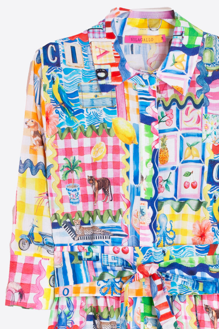 Vilagallo 33440 Brenda Multicolour Capri Print Cotton Shirt Dress
