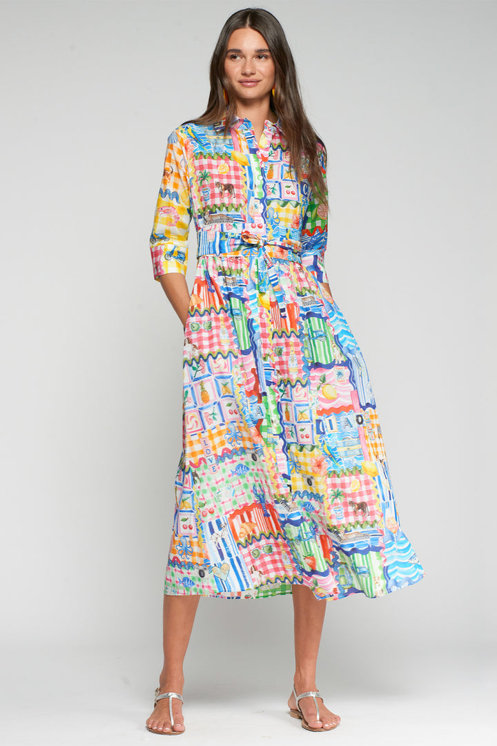 Vilagallo 33440 Brenda Multicolour Capri Print Cotton Shirt Dress