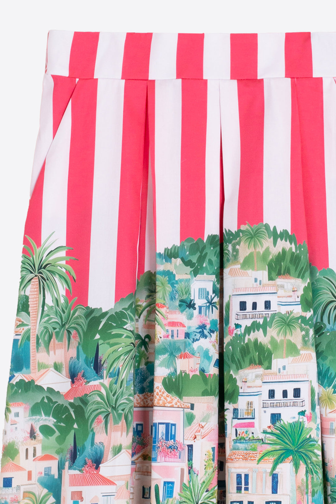 Vilagallo 33552 Olimpia Red Stripe Holiday Print Cotton Skirt