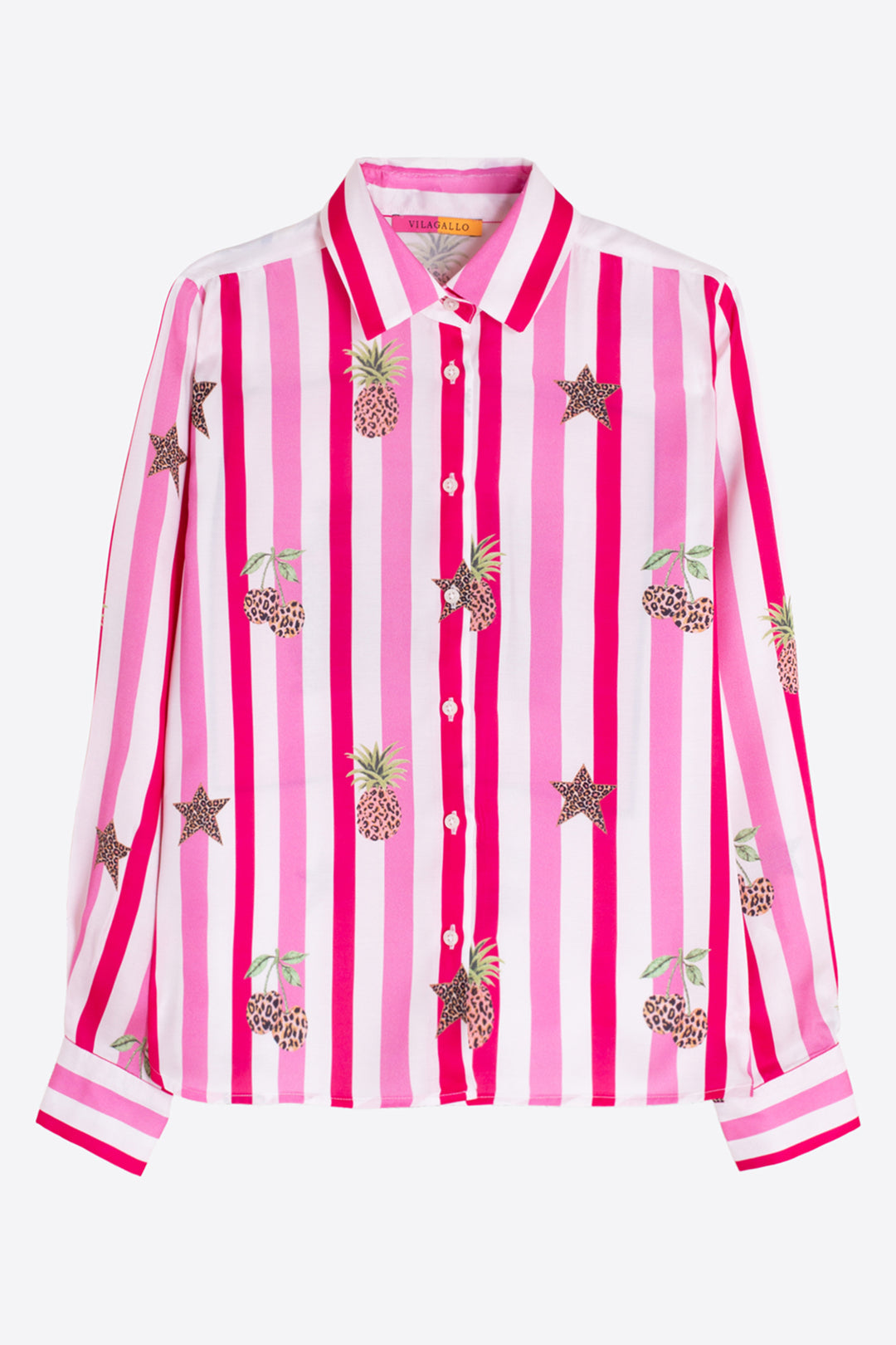 Vilagallo 33641 Misa Pink Stripe Cherries Print Shirt