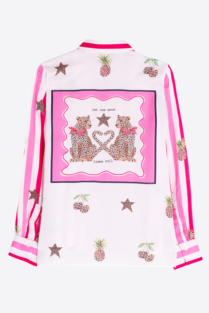 Vilagallo 33641 Misa Pink Stripe Cherries Print Shirt