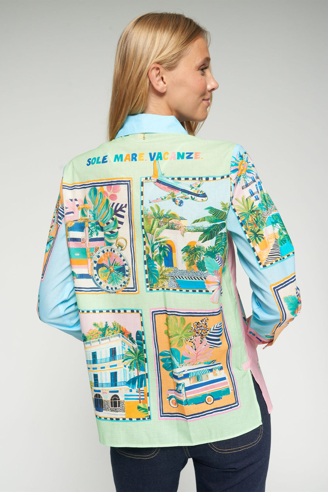Vilagallo 33646 Tea Multicolour Sole Voile Print Cotton Shirt
