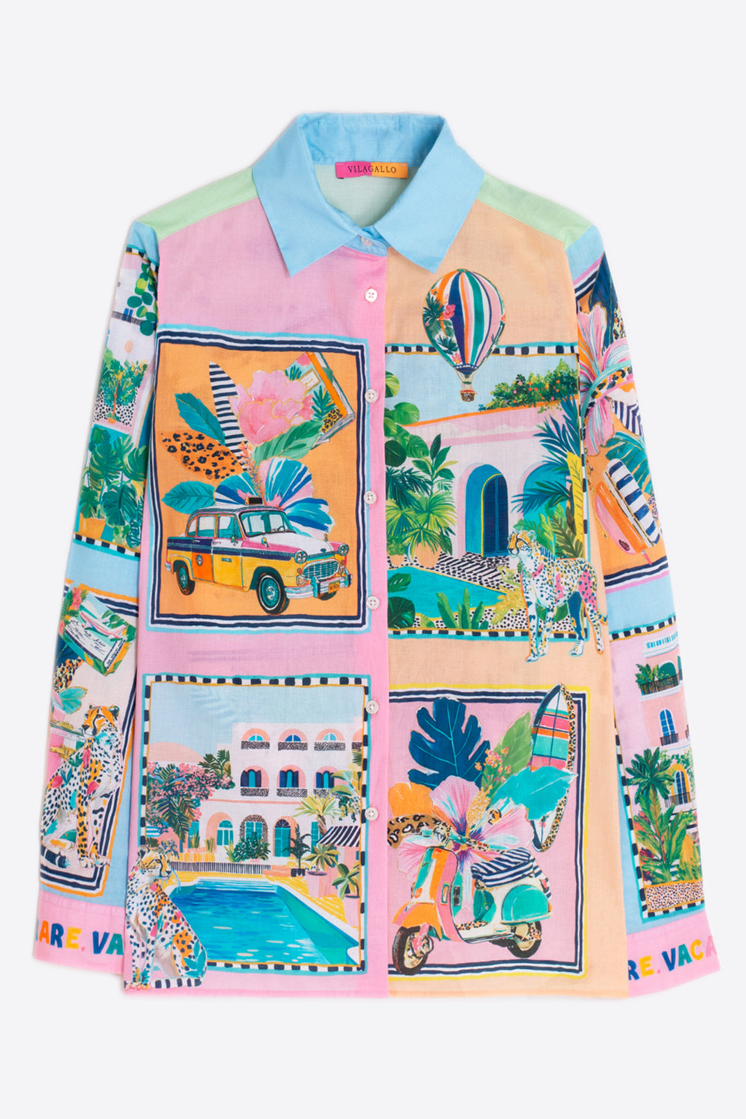 Vilagallo 33646 Tea Multicolour Sole Voile Print Cotton Shirt
