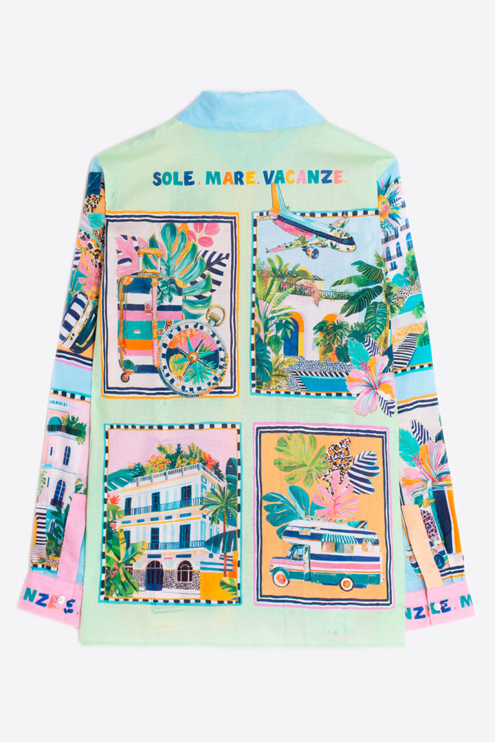 Vilagallo 33646 Tea Multicolour Sole Voile Print Cotton Shirt