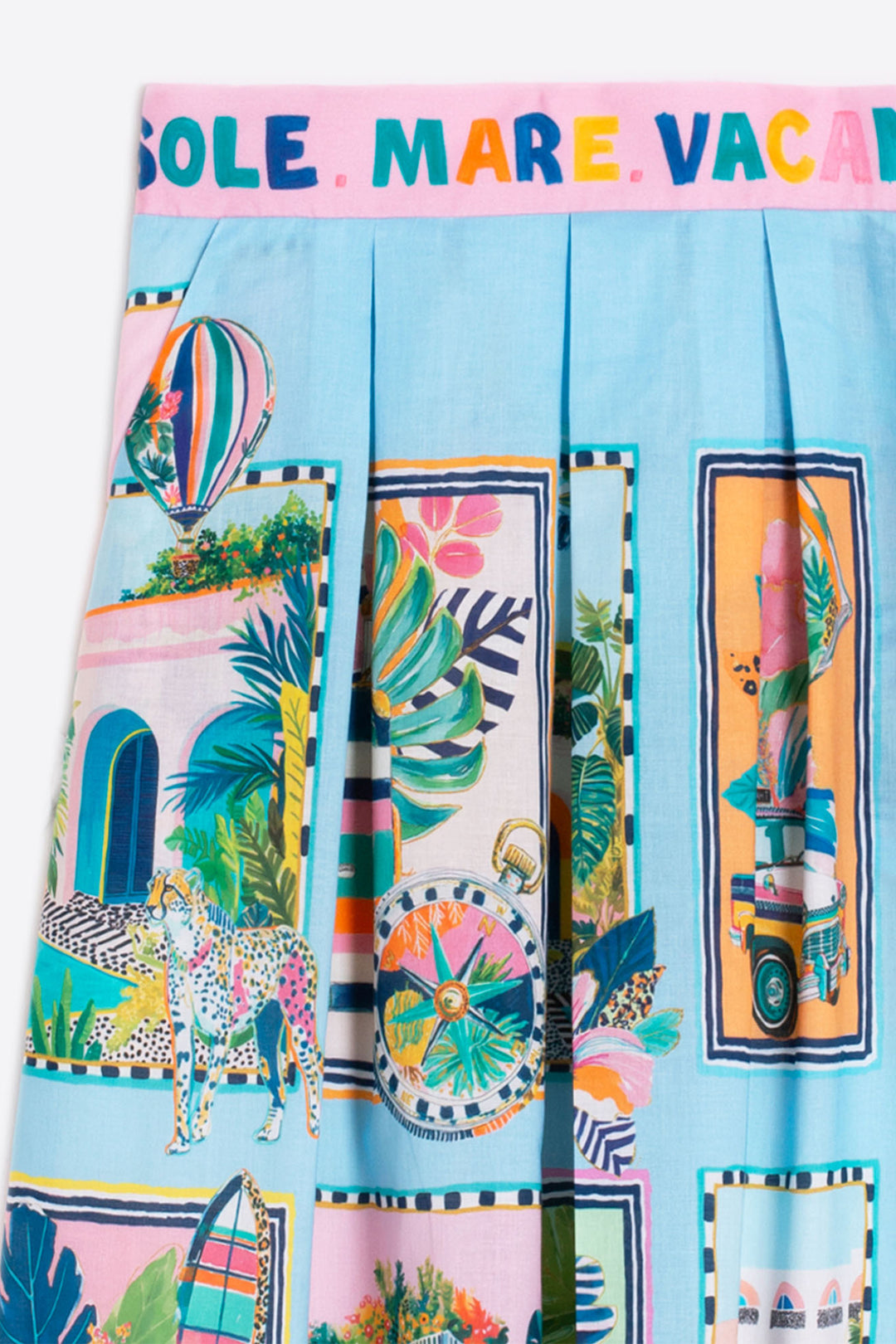 Vilagallo 33655 Olimpia Pink Blue Sole Voile Print Skirt