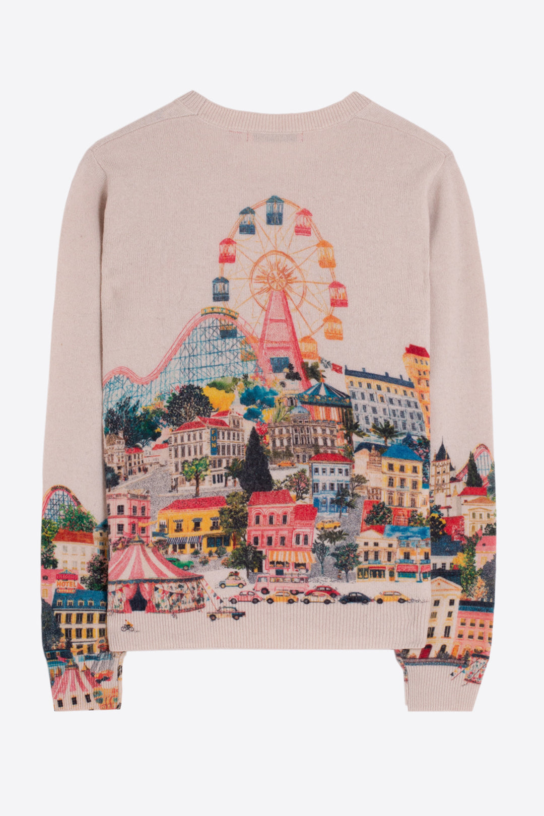 Vilagallo Beige Cityscape Print Jumper 34134, detail