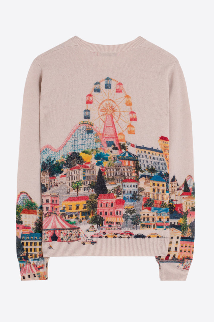 Vilagallo Beige Cityscape Print Jumper 34134, detail
