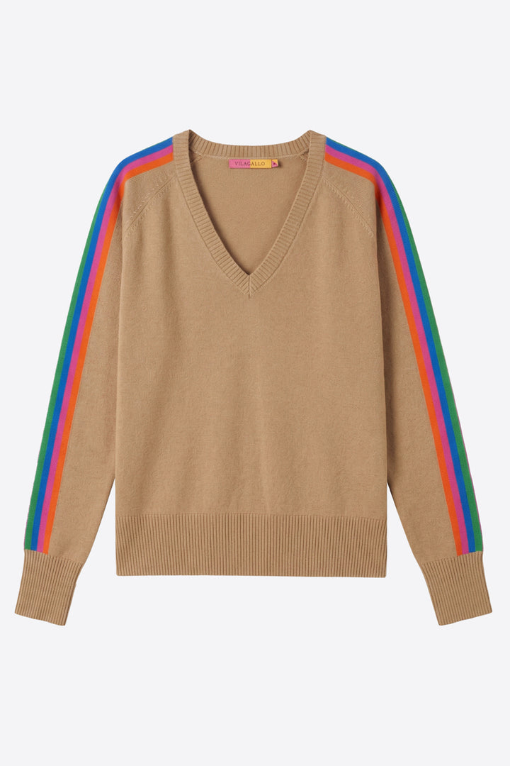 Vilagallo Beige Rainbow Stripe Jumper 34140, front