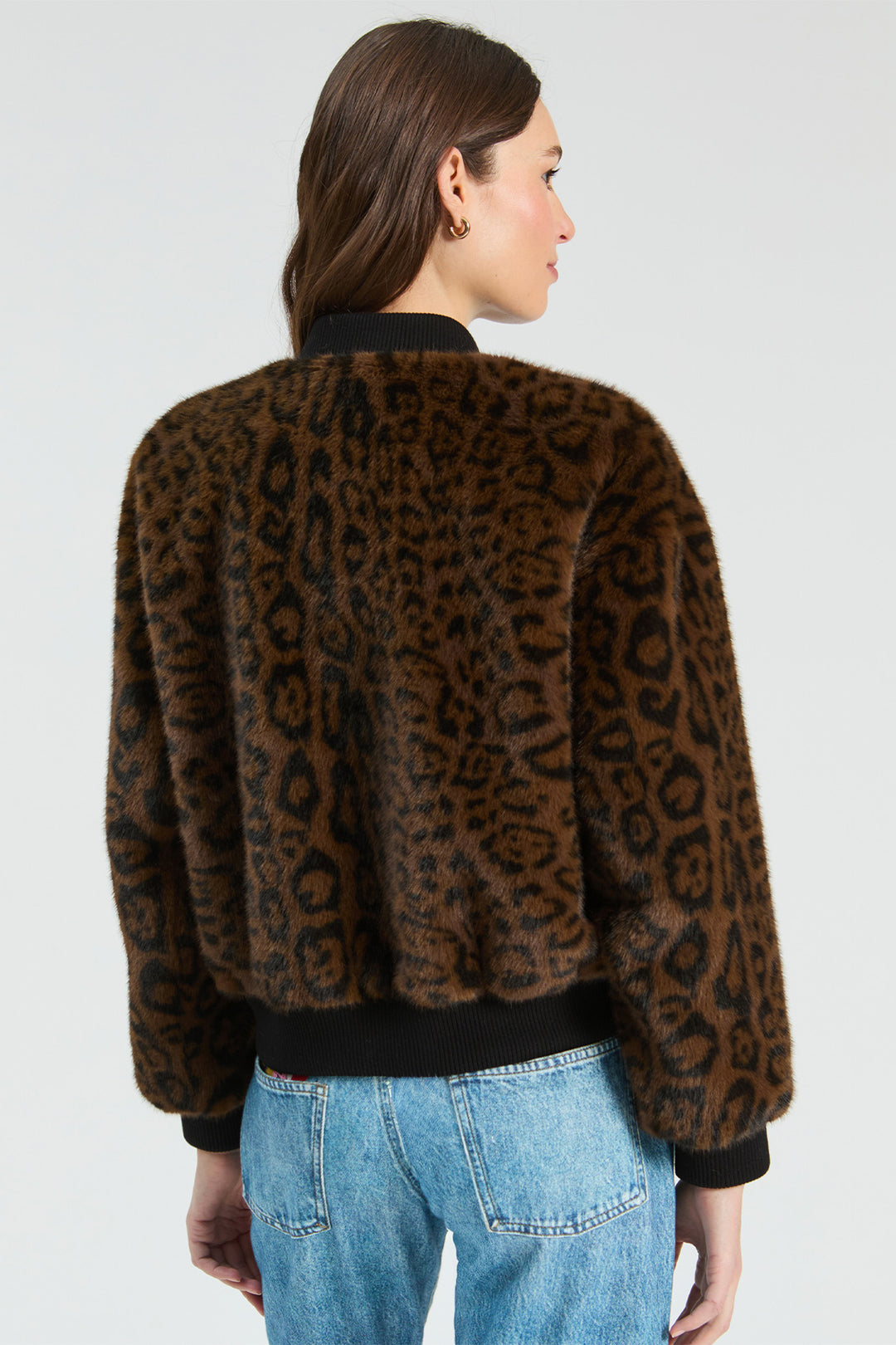 Vilagallo Brown Leopard Print Faux Fur Jacket 33761, detail