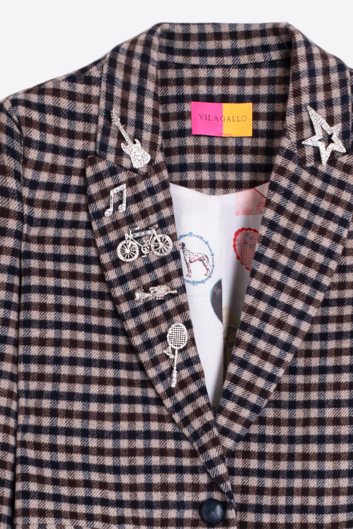 Vilagallo Multicolour Check Fringe Coat 33929, detail