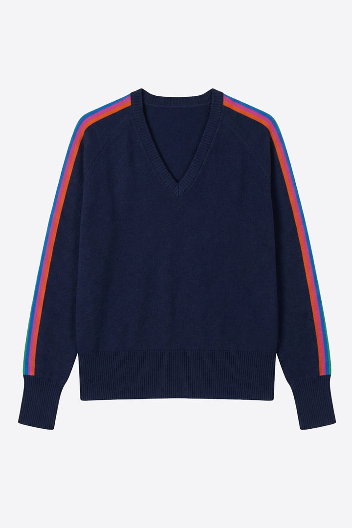 Vilagallo Navy Rainbow Stripe Jumper 34139, front