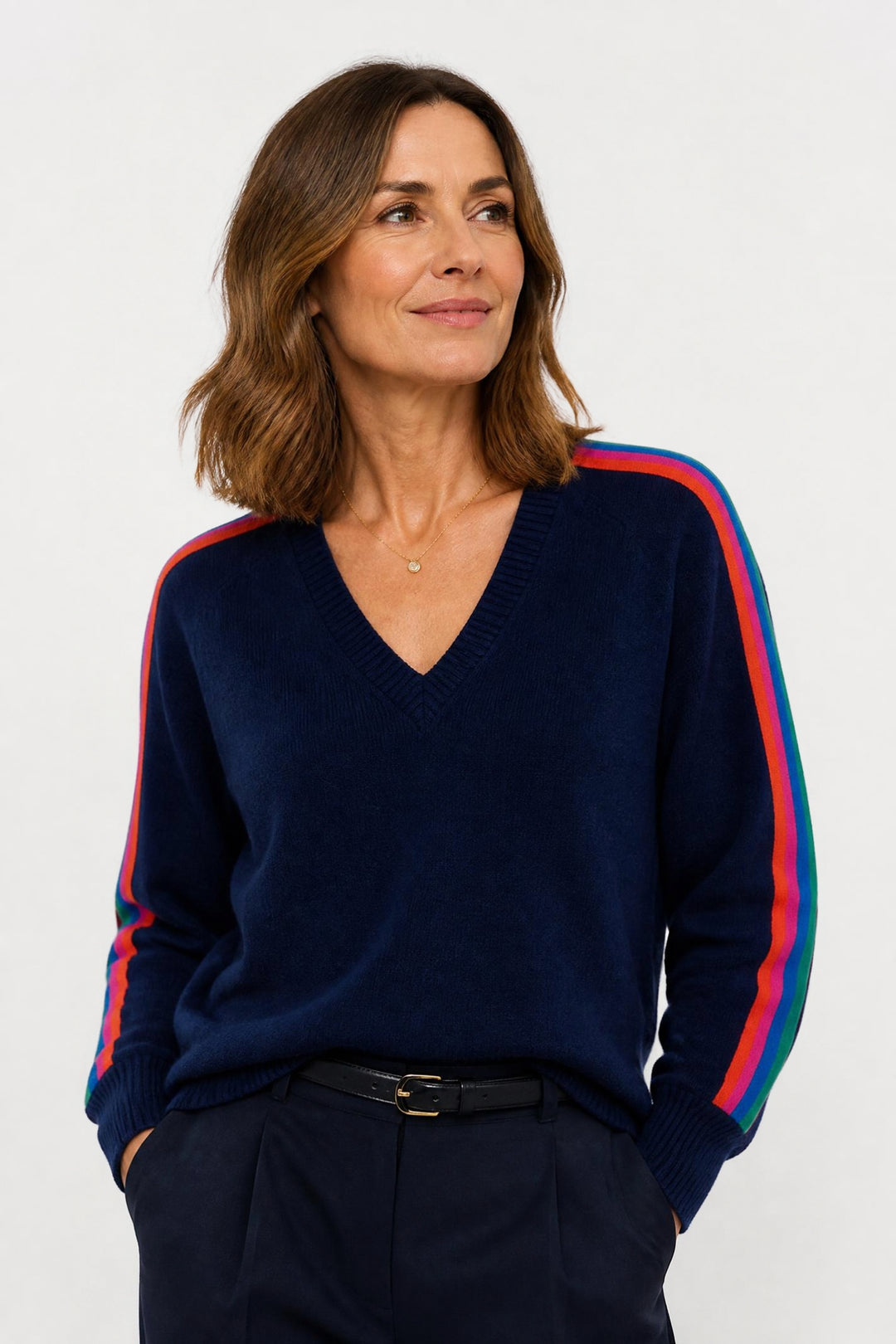 Vilagallo Navy Rainbow Stripe Jumper 34139