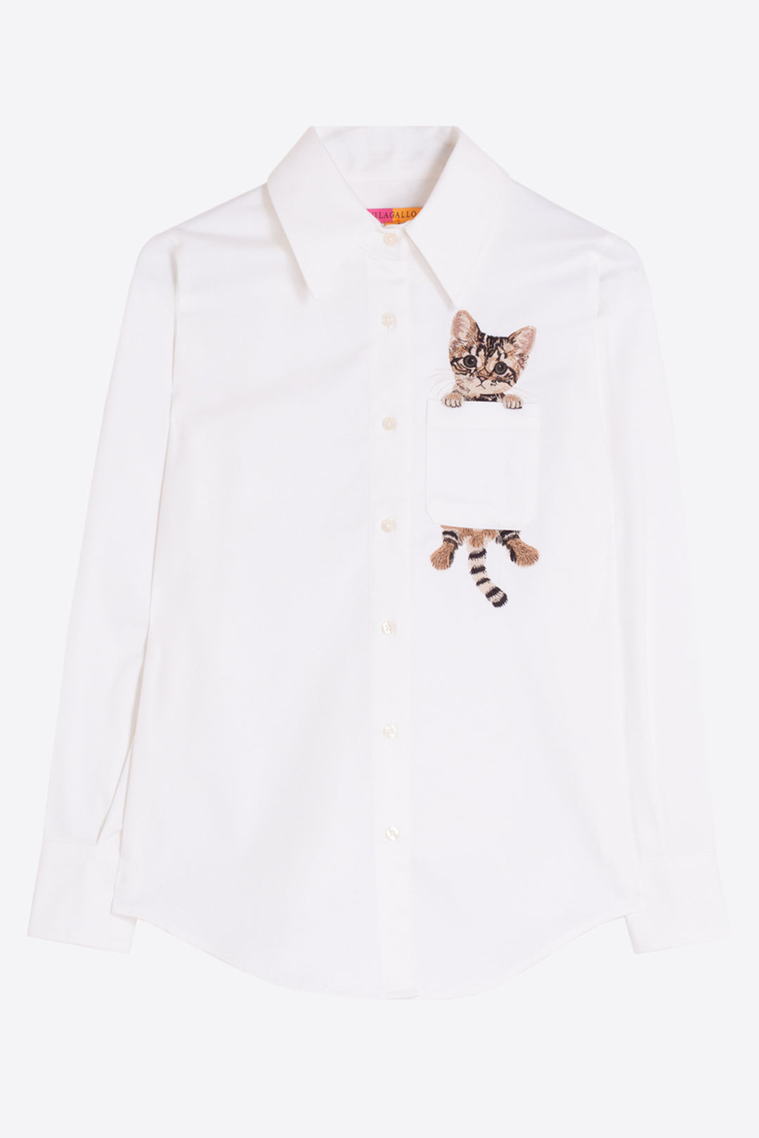 Vilagallo White Cat Embroidered Shirt 33755, detail