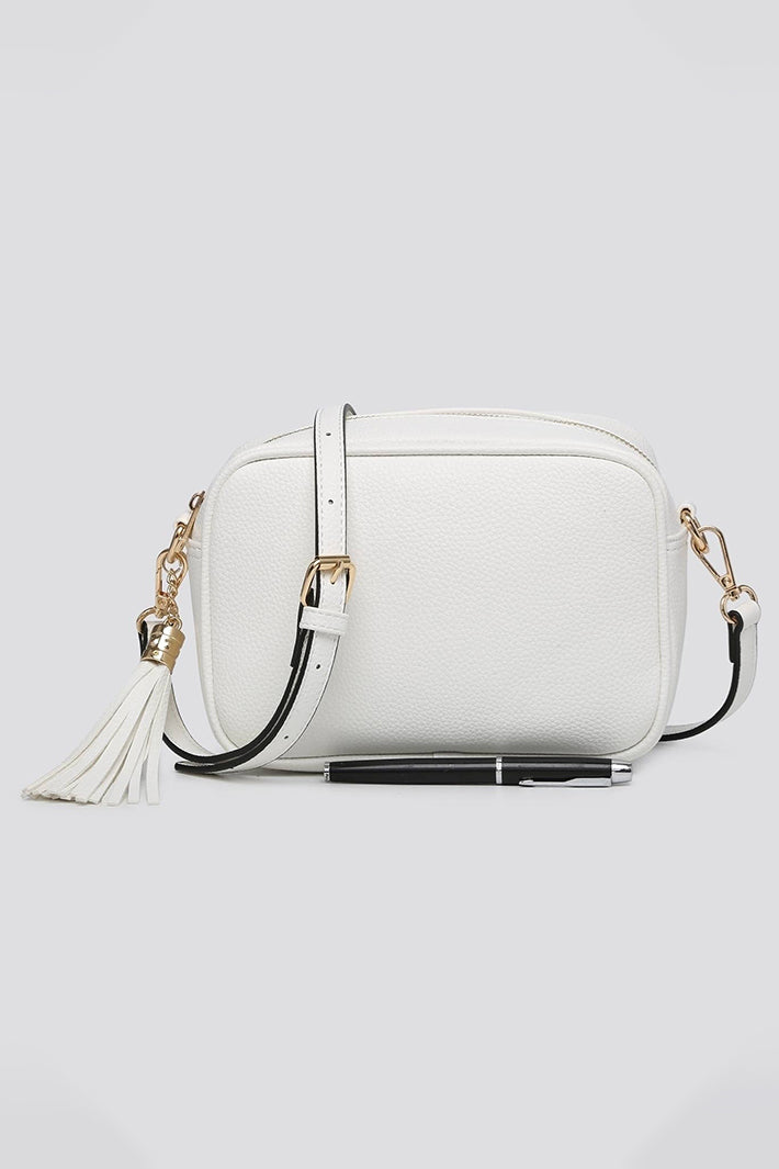 White Faux Leather Camera Bag