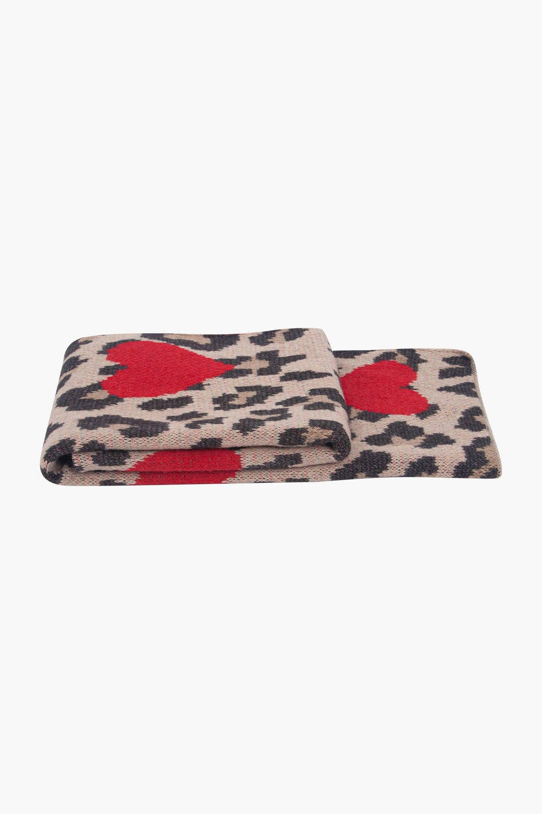 Wild Leopard and Hearts Knitted Scarf
