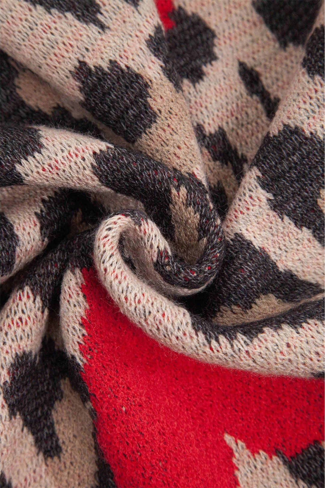 Wild Leopard and Hearts Knitted Scarf