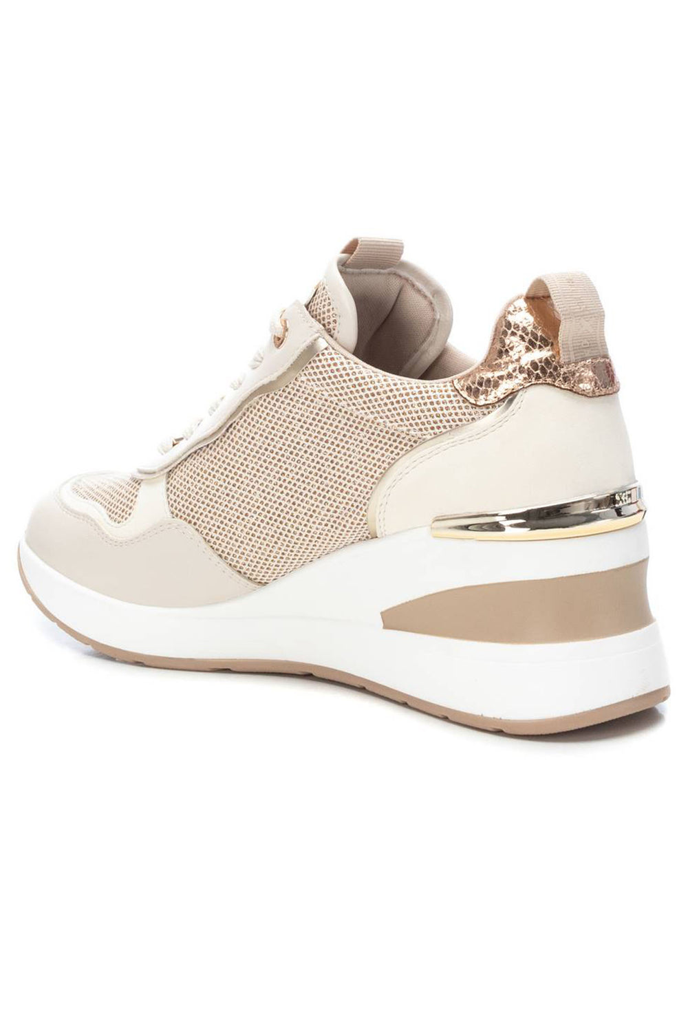 XTI 14240801 Gold Shimmer Wedge Trainers - Experience Boutique