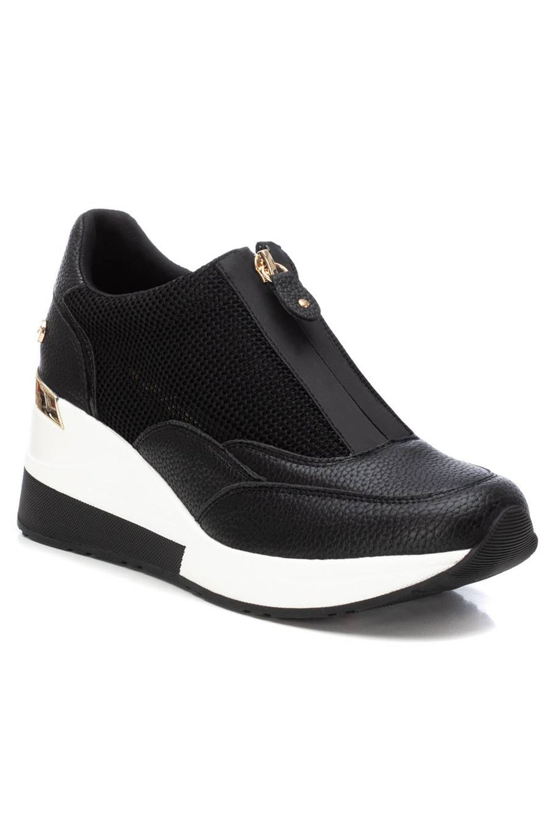 XTI 14264802 Black Sports Luxe Wedge Trainers - Experience Boutique