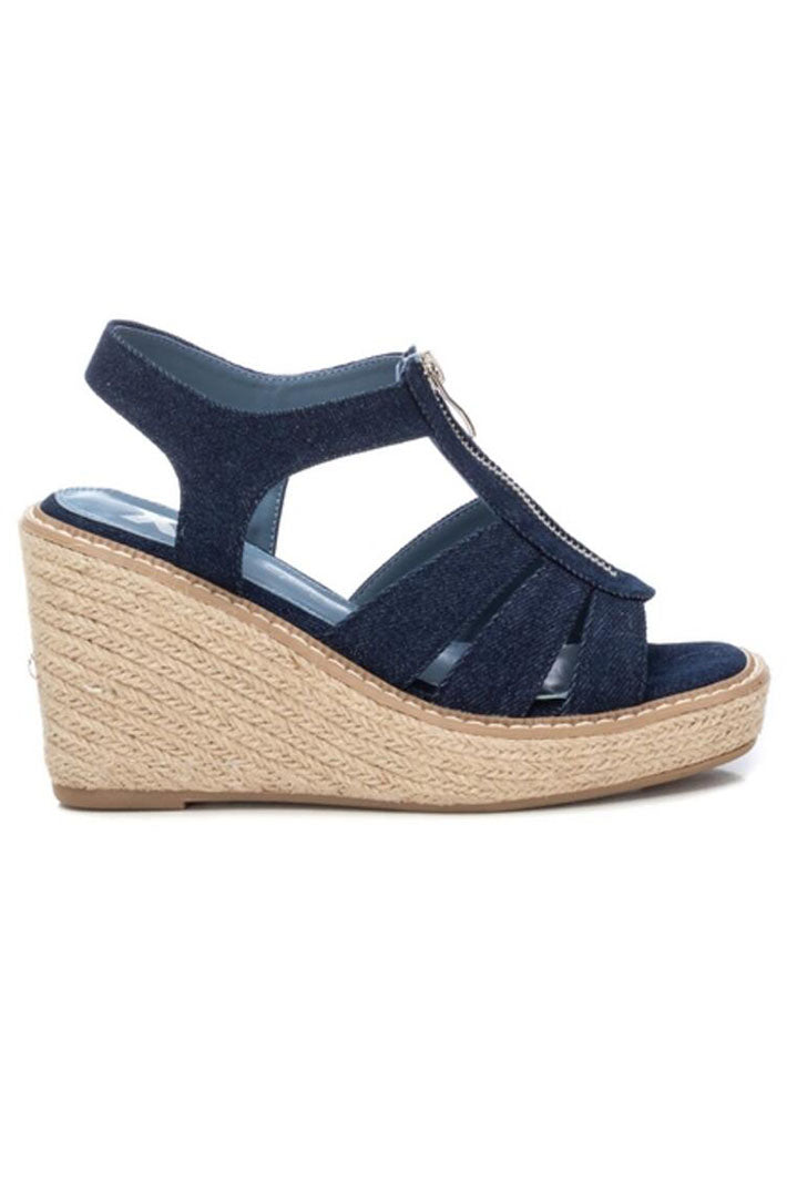 XTI 14276401 Navy Denim Jute Wedge Sandals - Experience Boutique