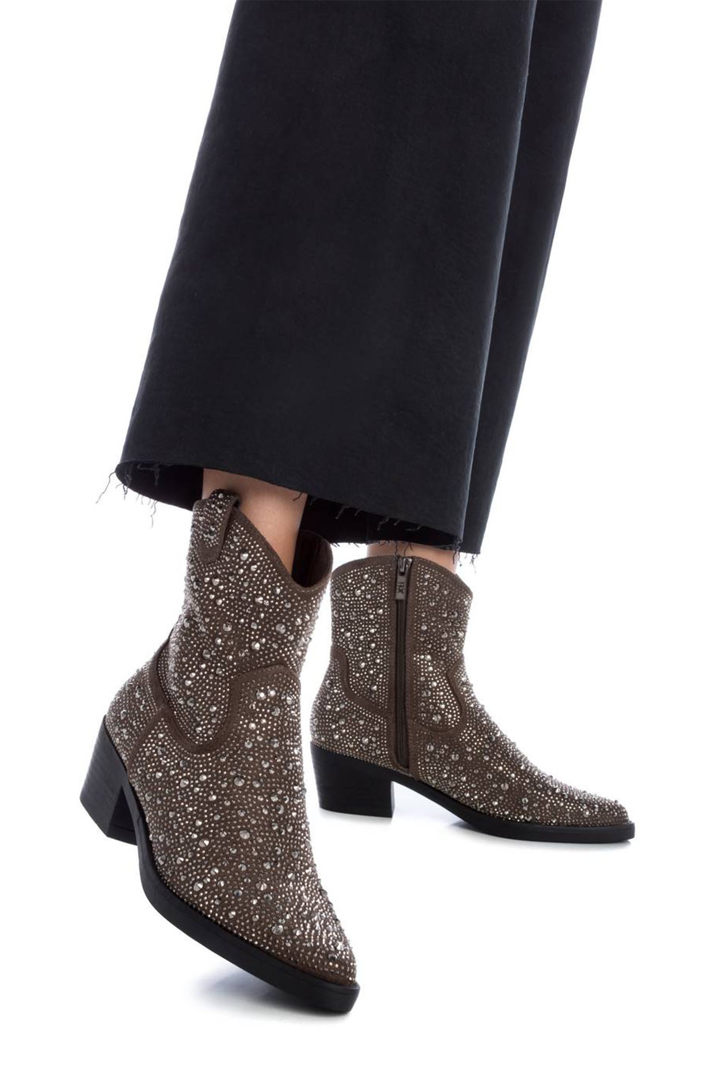 XTI 143116 Taupe Rhinestone Cowboy Boots Experience Boutique