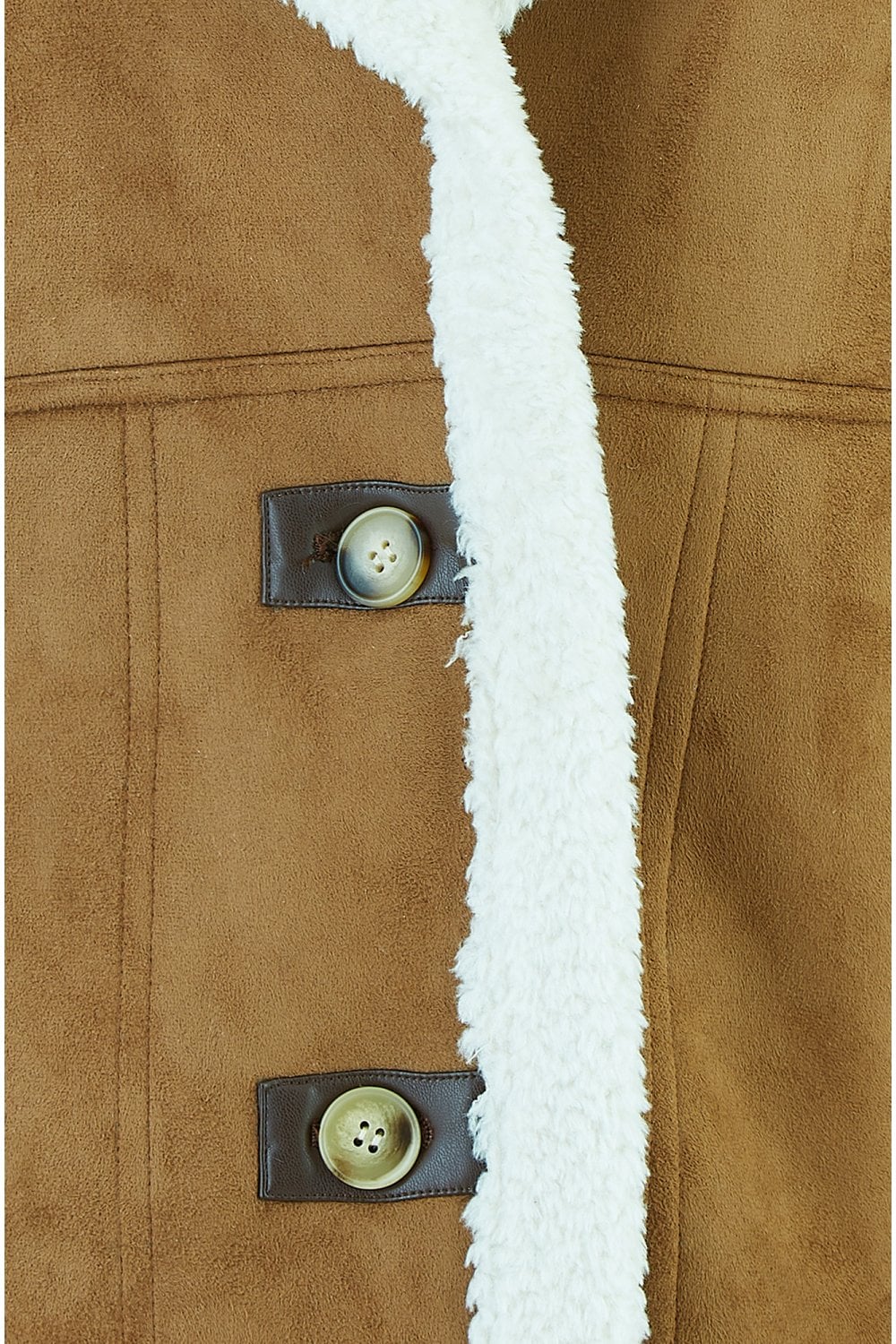 Yumi Brown Sherpa Style Button Up Gilet