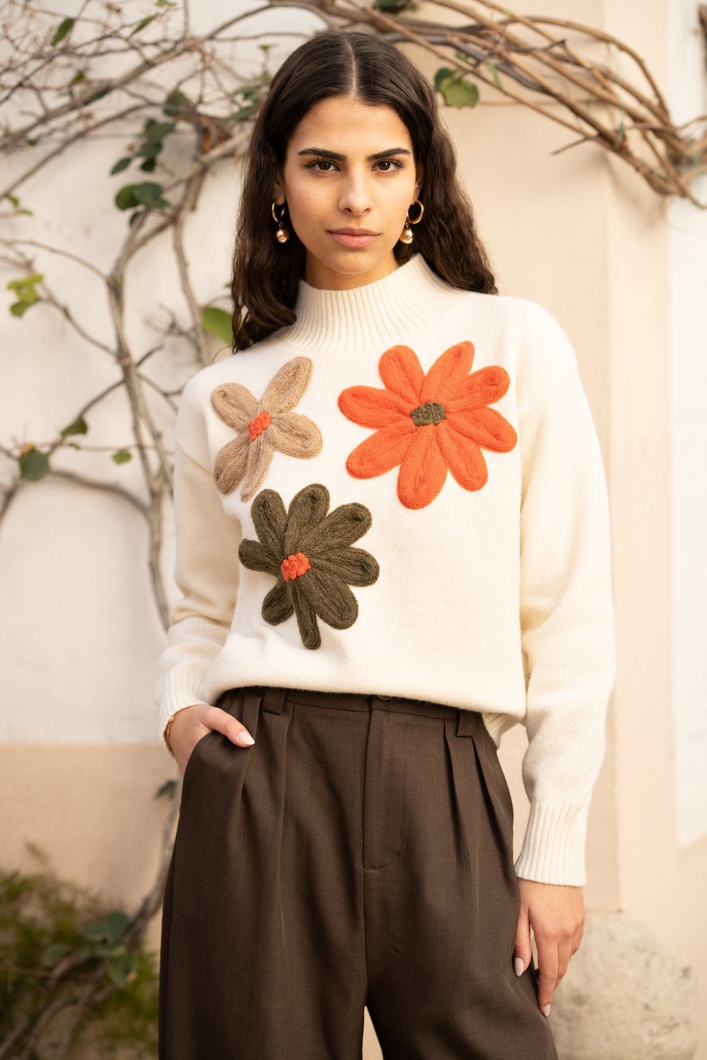 Yumi Brown Wide Leg Trousers