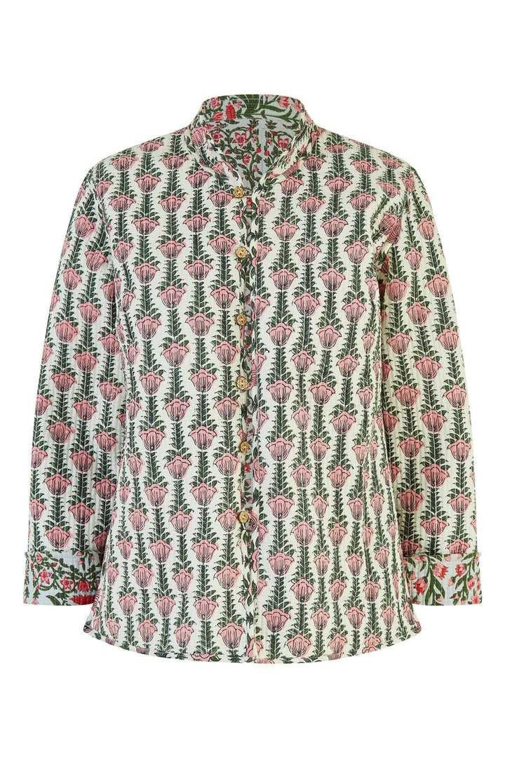 Yumi Pink Floral Print Reversible Cotton Quilted Jacket