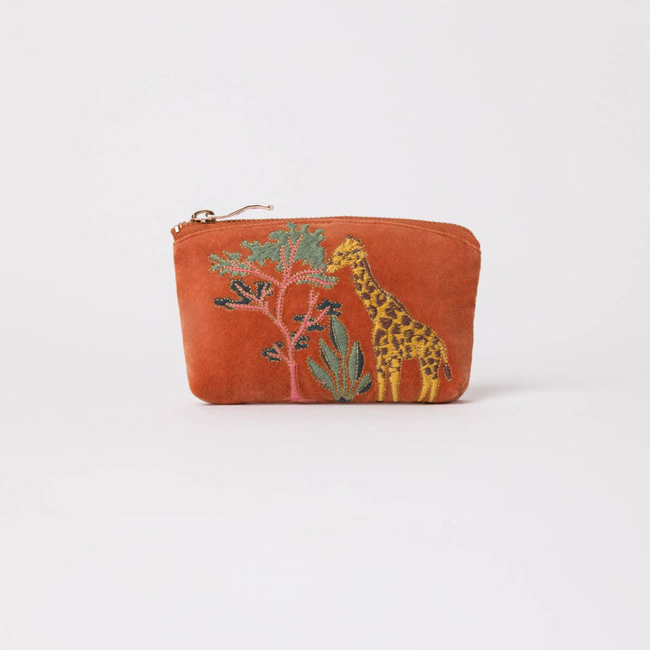 Elizabeth Scarlett Rust Giraffe Velvet Coin Purse