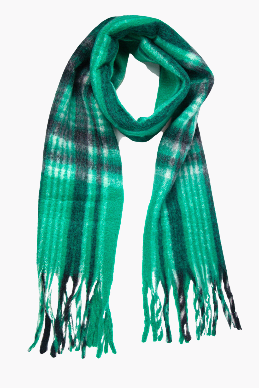 Green Traditional Check Print Heavyweight Scarf