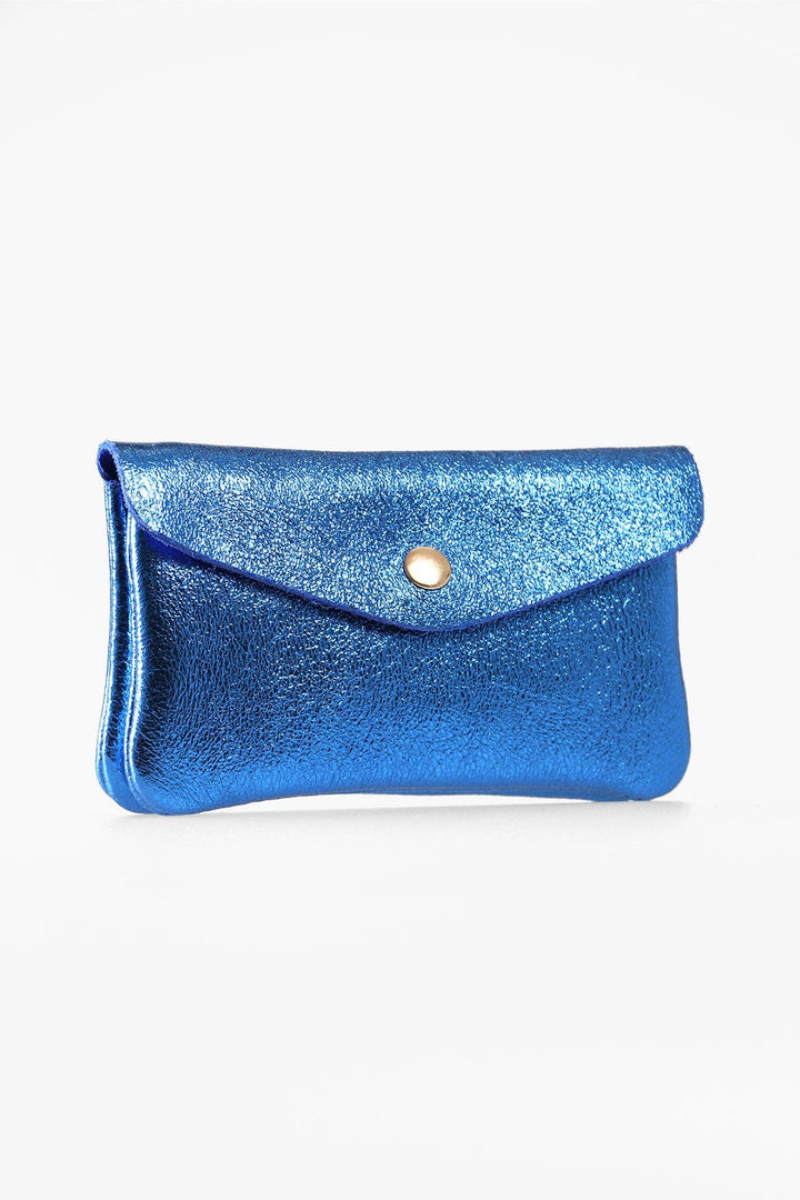 Metallic Blue Medium Leather Coin Purse