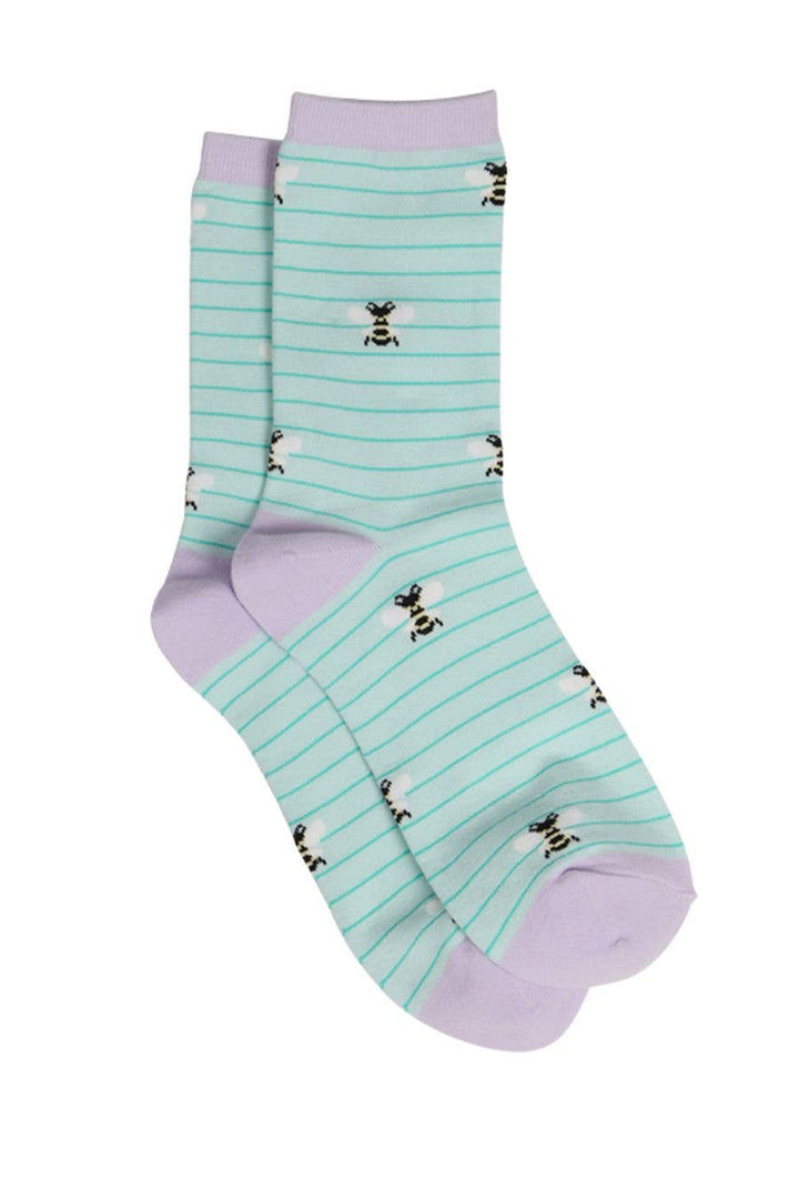 Blue Bumblebee Striped Ankle Socks