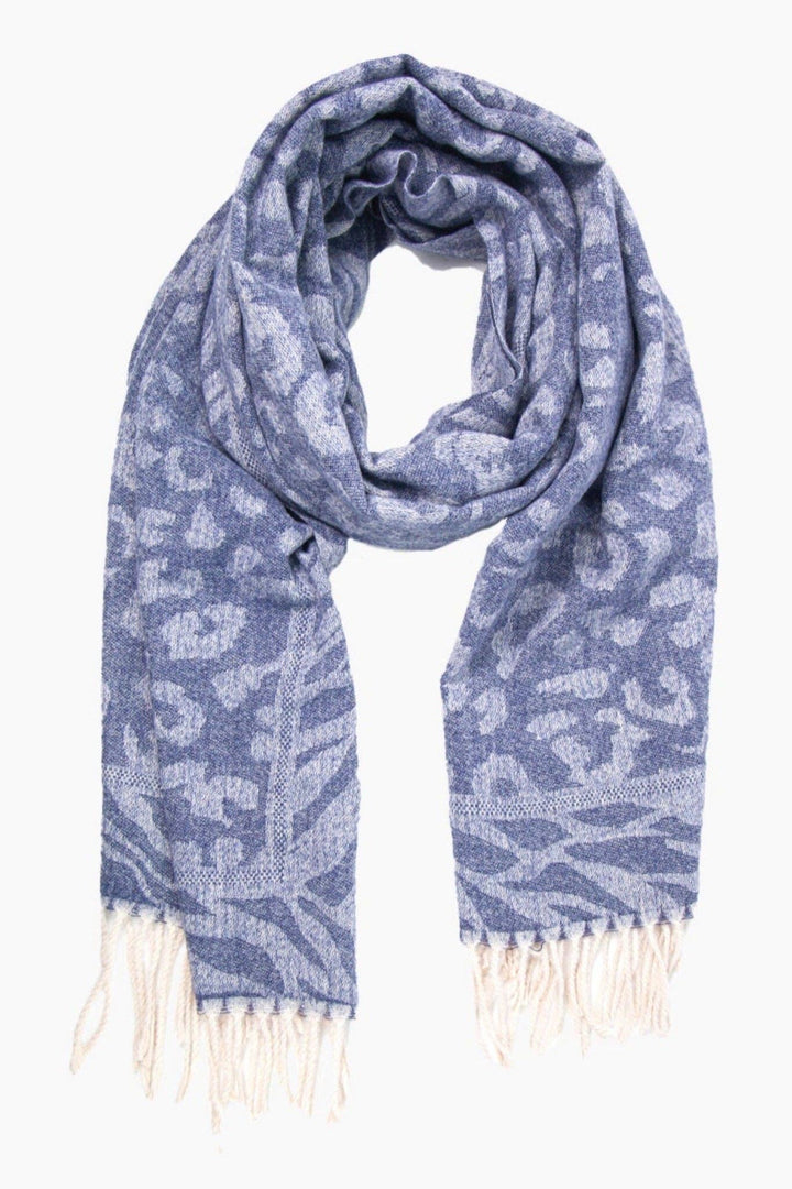 Denim Blue Leopard Print Scarf