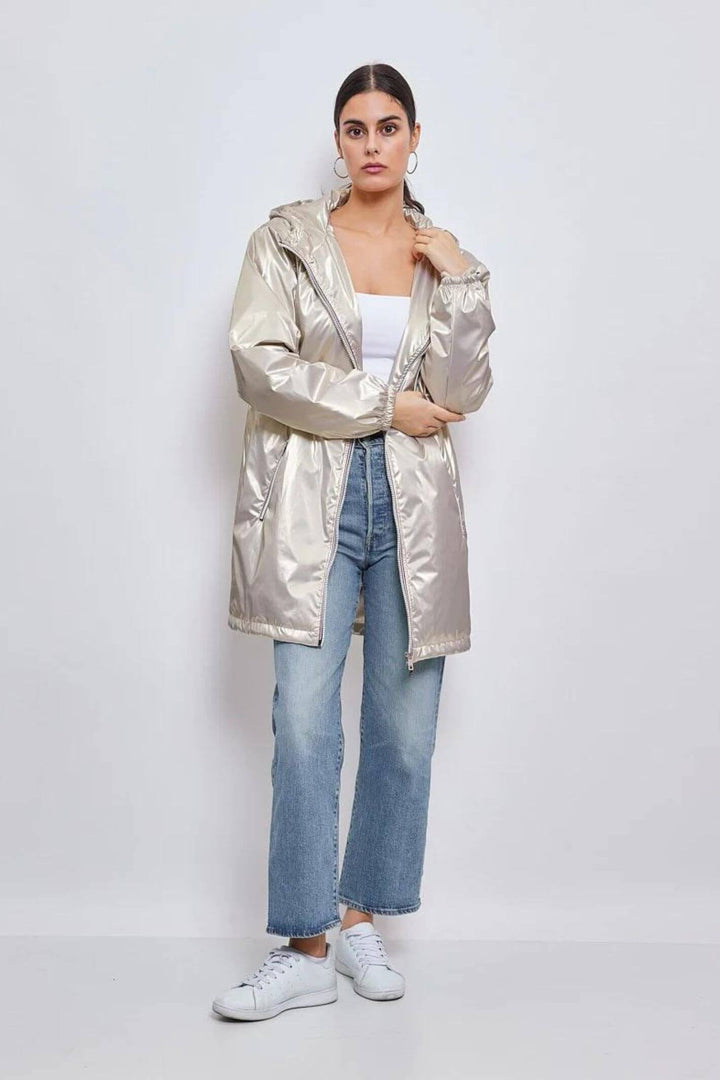 Beige & Gold Reversible Water Resistant Coat