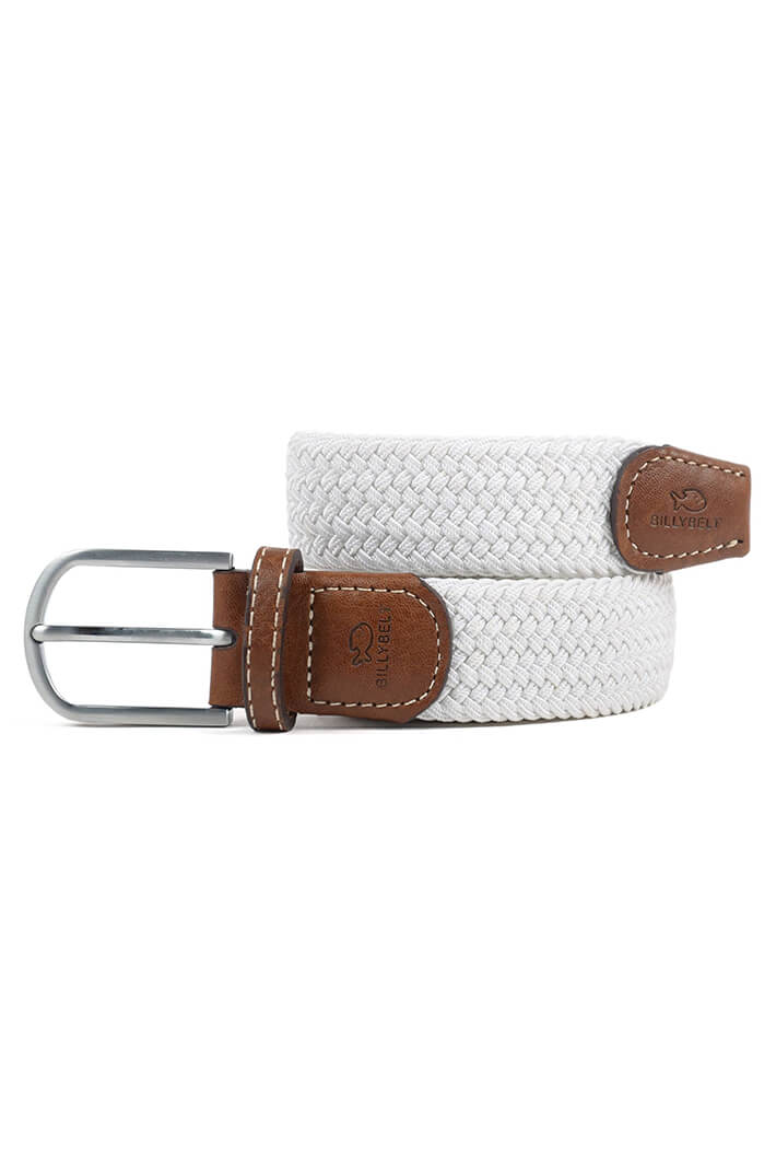 Billy Belt Coco White Elasticated Woven & Leather Belt - Experience Boutique