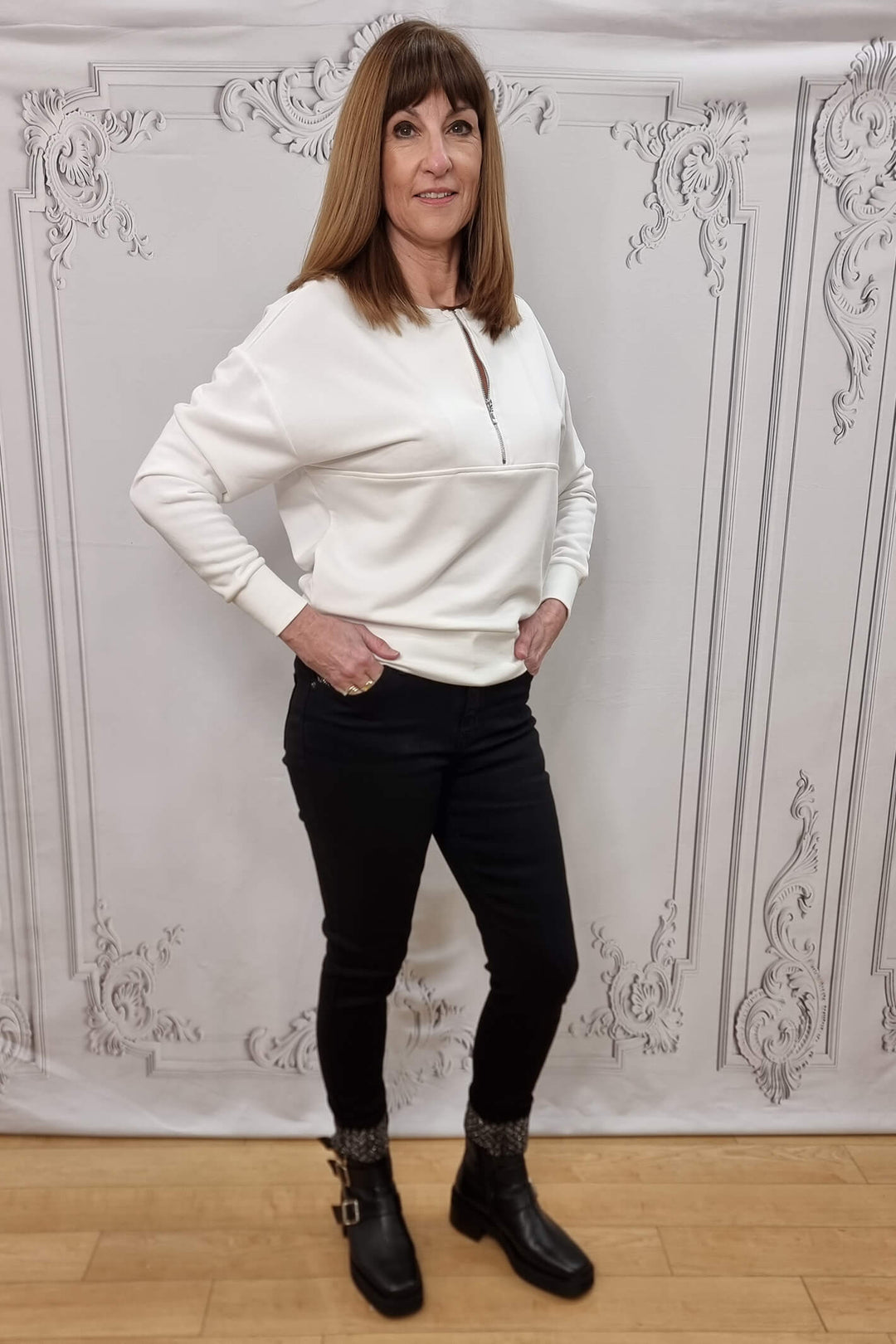 Black Diamante Cuff Stretch Jeans