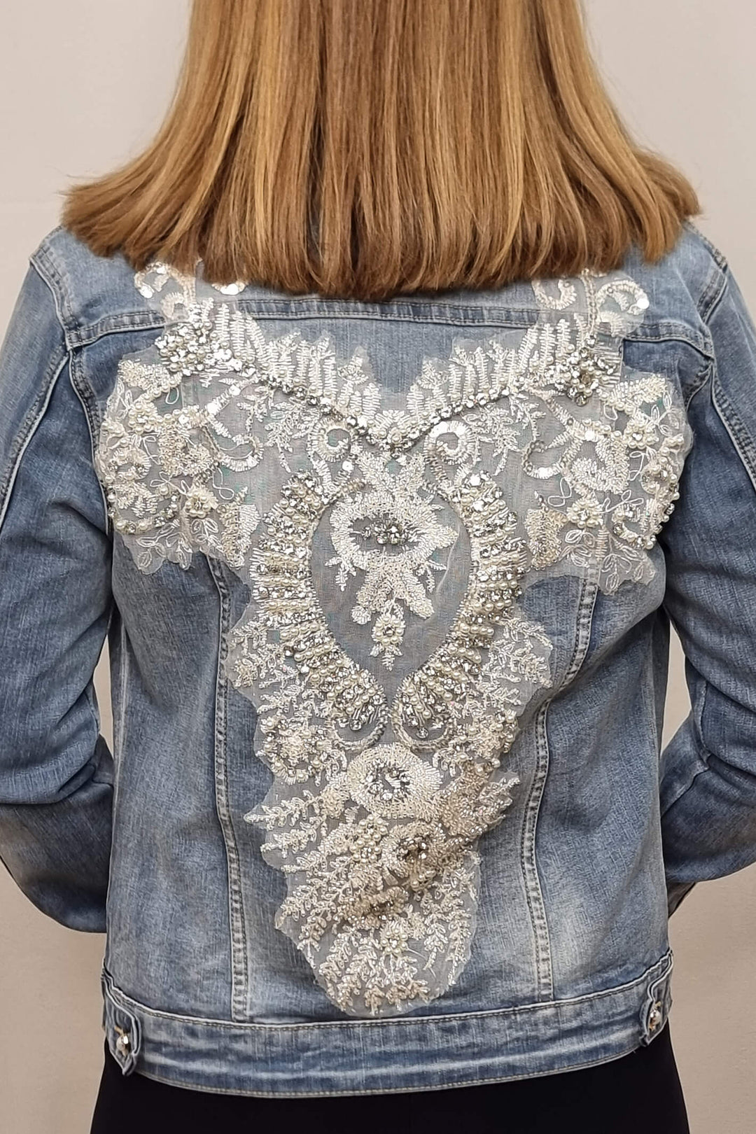 Blue Embellished Denim Jacket