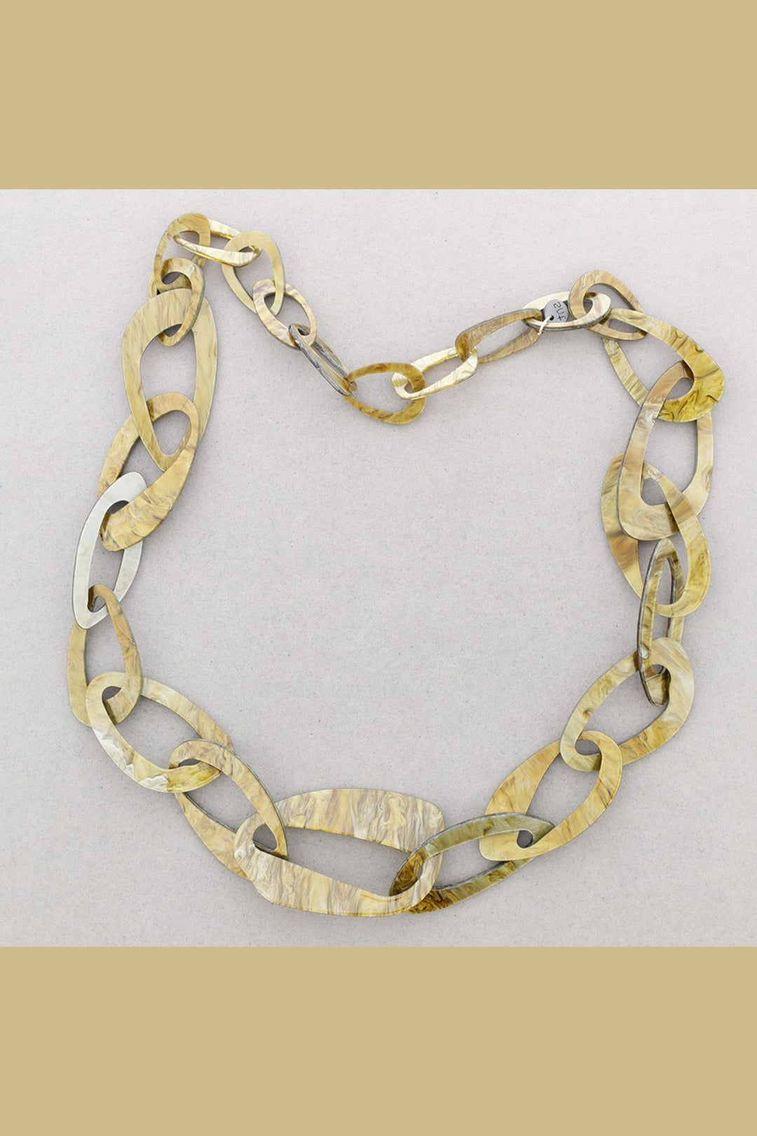 Bronze Marbled Oval Resin Link Long Necklace