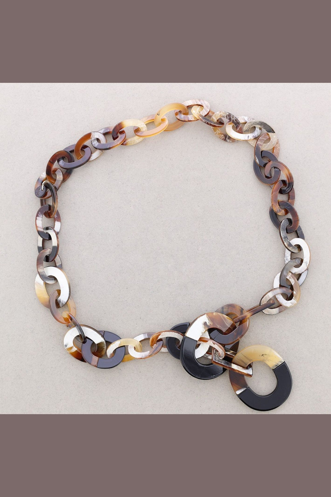 Brown Two Tone Resin Link Necklace