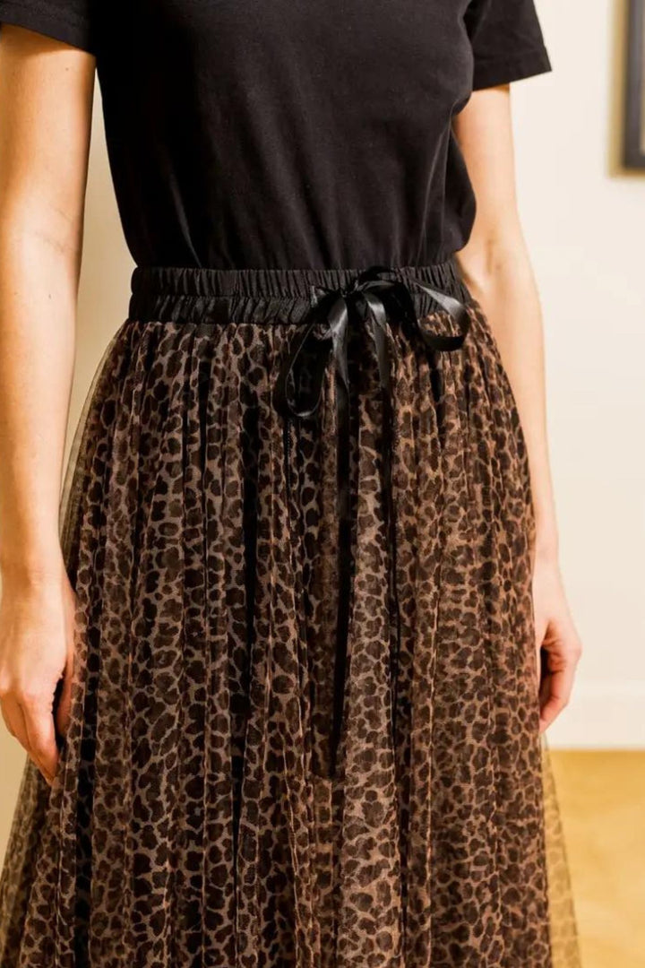Choklate Leopard Print Tulle Skirt