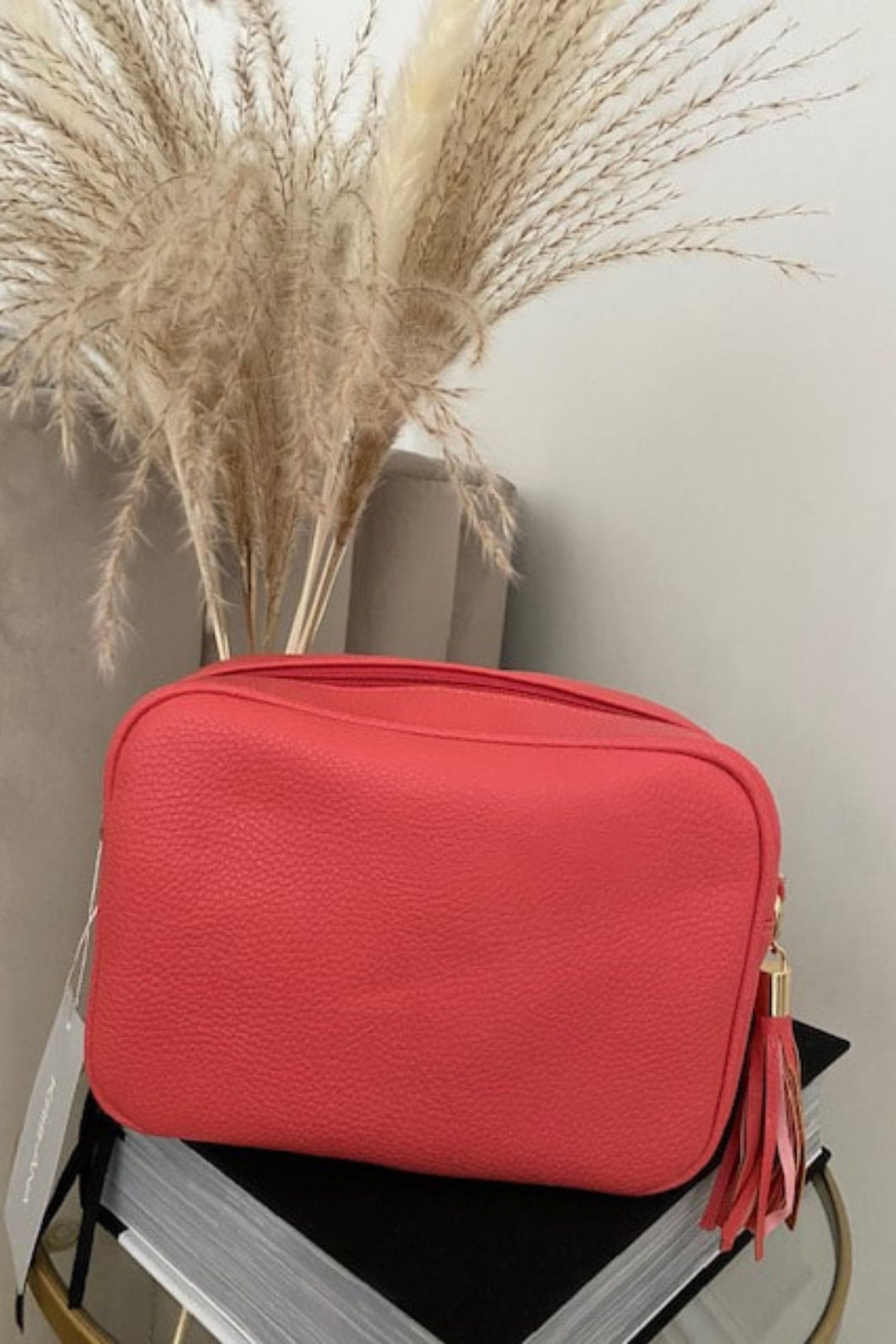 Coral Faux Leather Cross Body Bag
